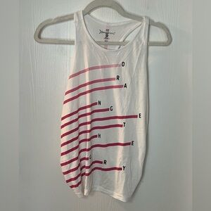 Orangetheory White Tank Top with Pink Stripes